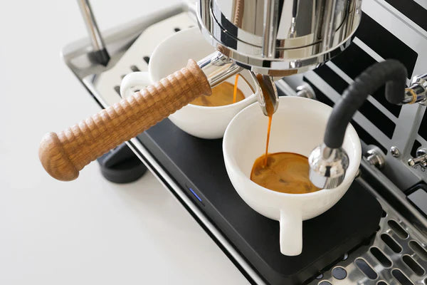 Acaia Umbra Duo Coffee Scale with two espresso cups