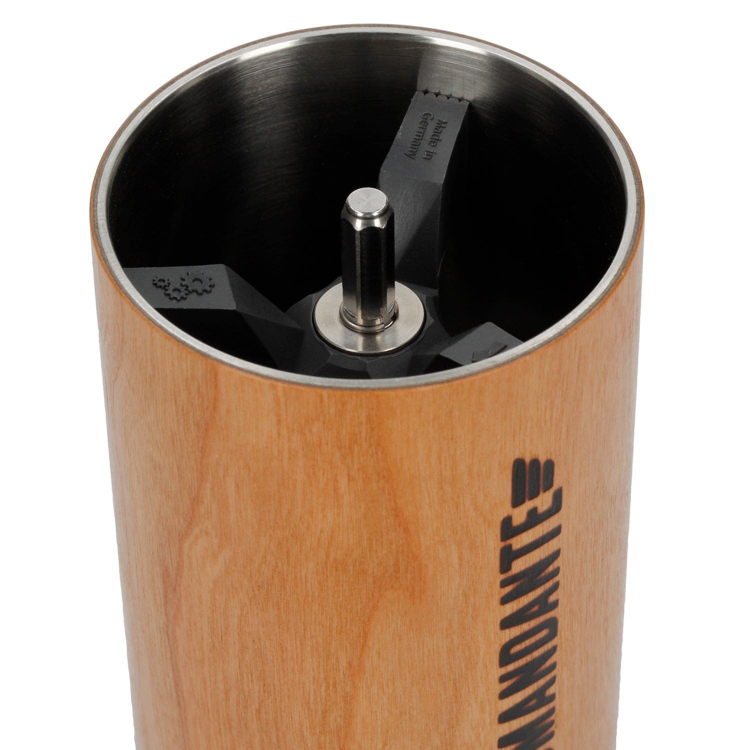Comandante Kaffeemühle C40 MK4 Nitro Blade | Premium Wood - American Cherry Bohnenbehälter von Außen