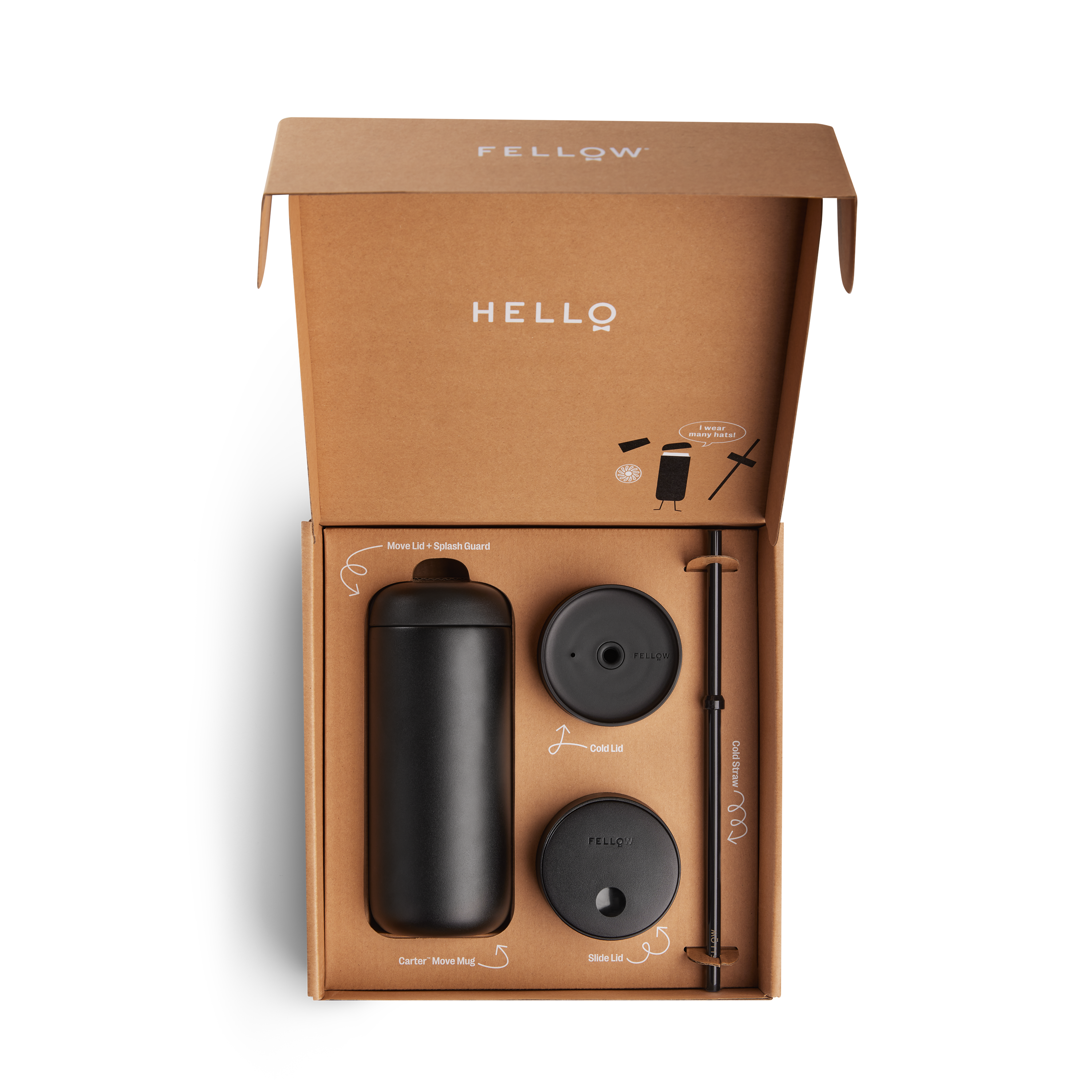 Fellow Carter 3-in-1 Sip System | Thermobecher-Set mit verschiedenen Deckeln - Coffee Annan 